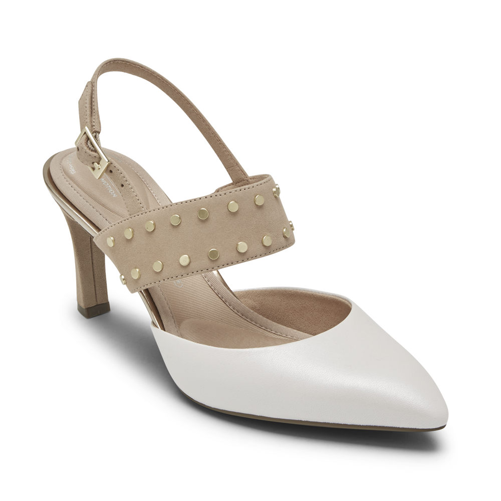 Zapatos De Tacones Rockport Mujer Mexico - Total Motion Sheehan Studded Blancos - PQZJV5790